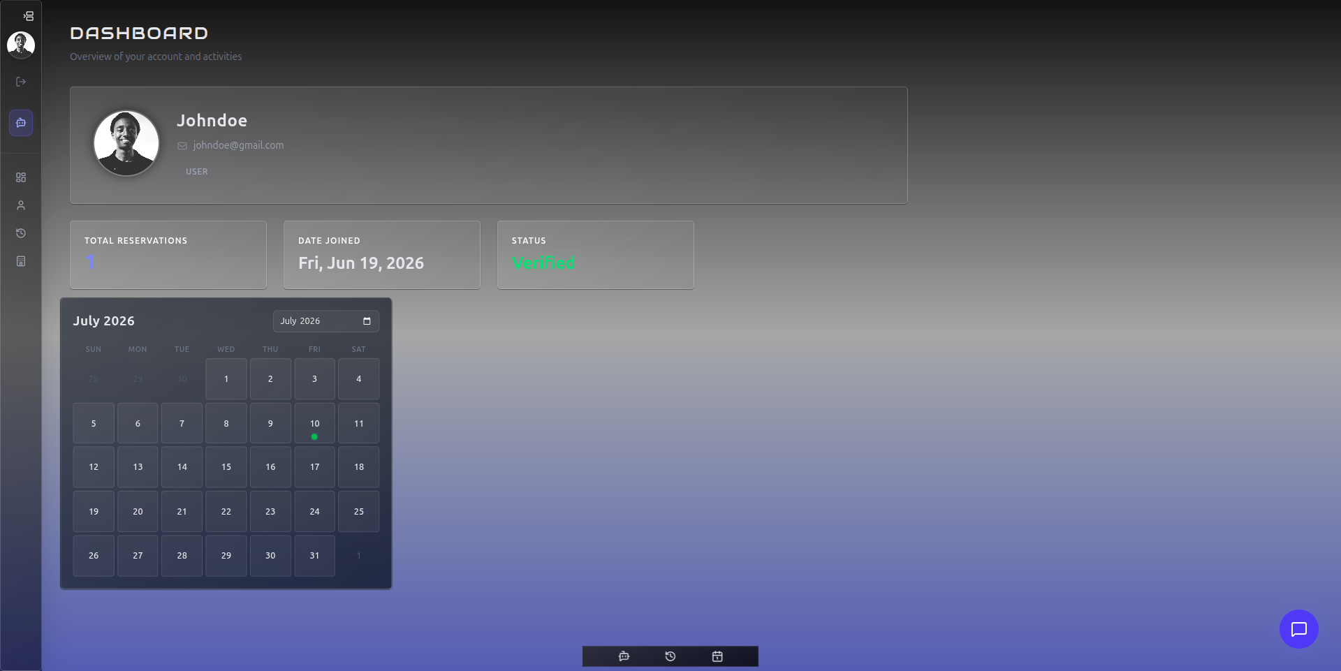 Upcoming reservations Calendar view Preview 1
